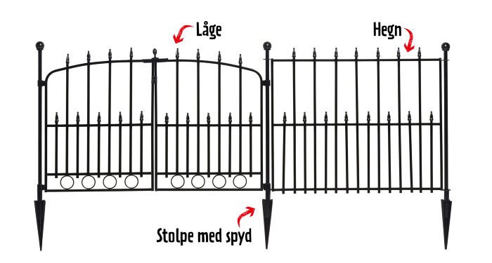 Dekorasjonsgjerde svartlakkert